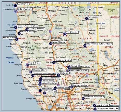 California Casino Resorts Mapa