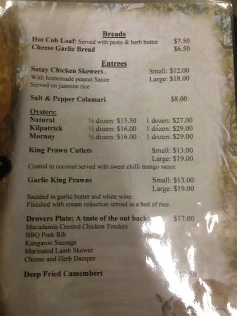 Clydesdale Casino Menu