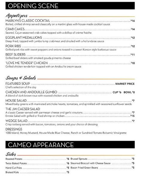 Hollywood Casino Menu De Refeicoes